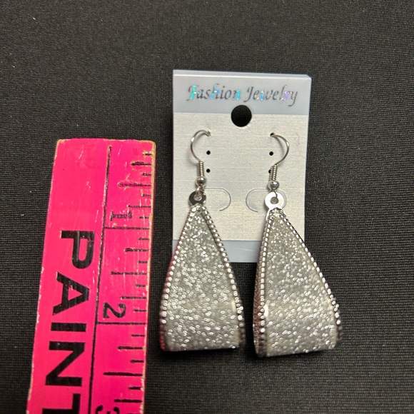 Sparkling Silvertone Drop Earrings - Picture 4 of 4